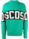 Gcds Knitted Logo Jumper In Green