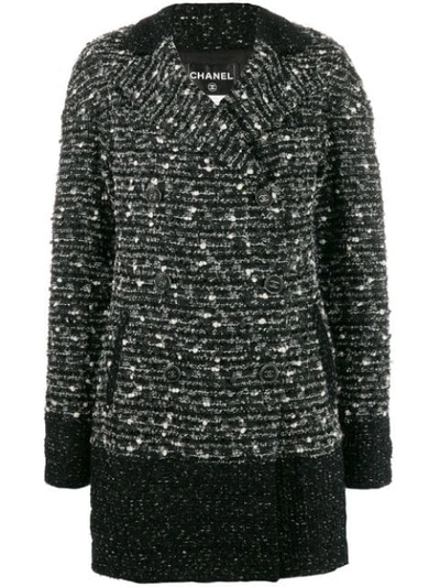 Pre-owned Chanel 2010's Contrast Trim Tweed Jacket In Black