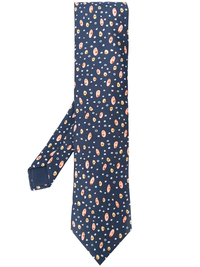 Pre-owned Hermes 2000s  Printed Tie In Blue