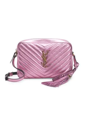 Saint Laurent Lou Medium Ysl Monogram Quilted Camera Crossbody Bag In Pink Metallic | ModeSens