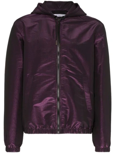 Givenchy Logo Print Hooded Jacket In Purple