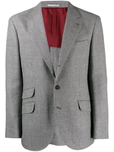 Brunello Cucinelli Check Print Suit Jacket In C026 Grey
