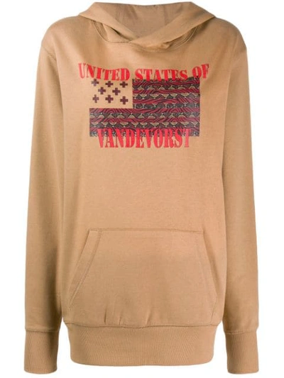 A.f.vandevorst Justice Graphic Print Hoodie In Brown