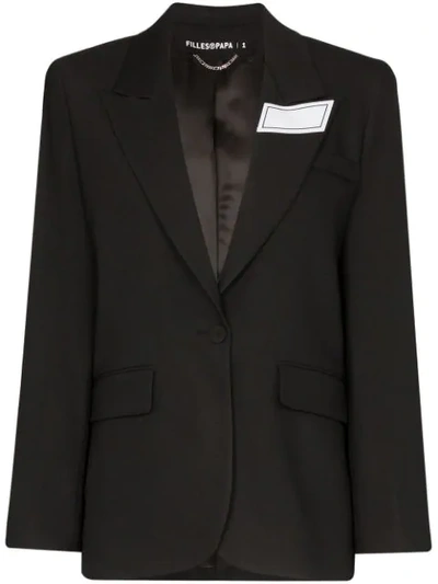 Filles À Papa Tailored Logo Patch Blazer In Black