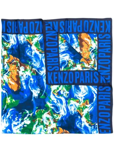 Kenzo Abstract Print Square Scarf In Blue