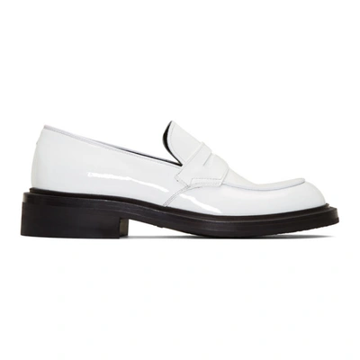 Prada White Patent Penny Loafers