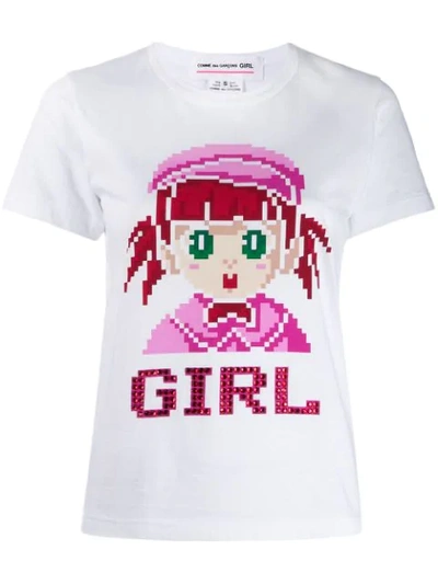 Comme Des Garcons Girl Girl Print T-shirt In Bianco