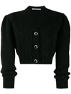 Alessandra Rich Cropped Knit Cardigan In Black