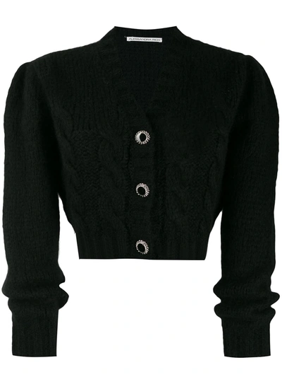 Alessandra Rich Cropped Knit Cardigan In Black