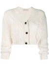 Alessandra Rich Cropped Knit Cardigan In 811 White