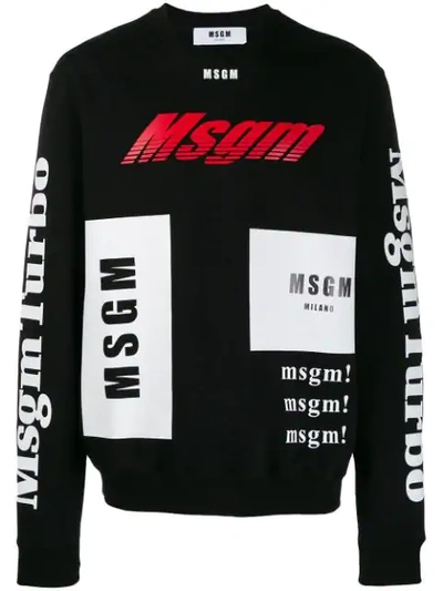 Msgm Turbo Logo Printed Sweatshirt In 99 Nero