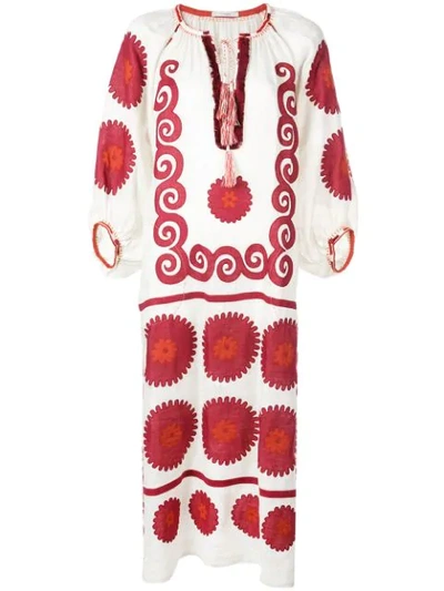 Vita Kin Siam Midi Dress In Cream Red Rustred