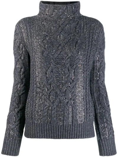 Ermanno Scervino Embellished Mock Neck Jumper In Grey