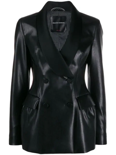 Ermanno Scervino Double-breasted Faux-leather Jacket In Black