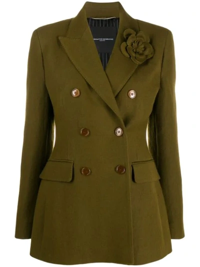 Ermanno Scervino Double-breasted Pin Detail Blazer In Green