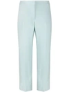 Alexander Mcqueen Cropped Tapered Trousers In Blue