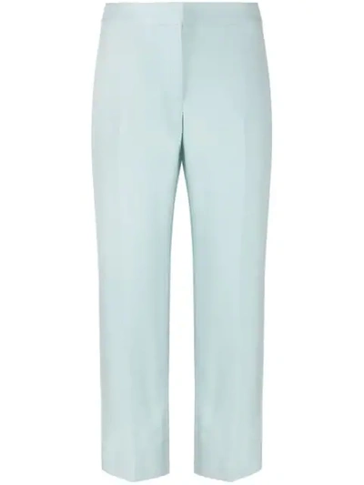 Alexander Mcqueen Cropped Tapered Trousers In Blue