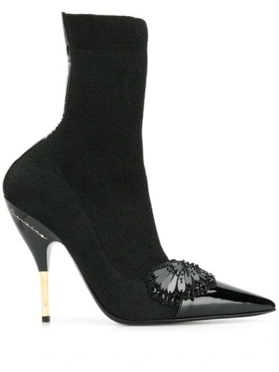 Ermanno Scervino Embellished Ankle Boots In Black