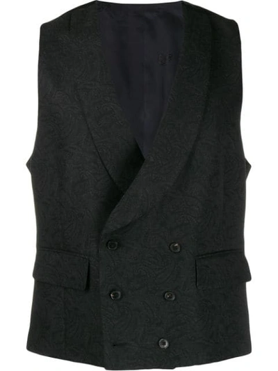 Gabriele Pasini Double-breasted Brocade Waistcoat In Black