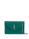 Saint Laurent Monogram Chain Wallet In Green