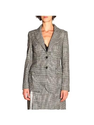 Ermanno Scervino Classic Single-breasted Jacket With 2 Buttons In Prince Of Wales Fabric In Black
