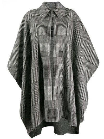 Ermanno Scervino Long Cape In Prince Of Wales Fabric In Grey