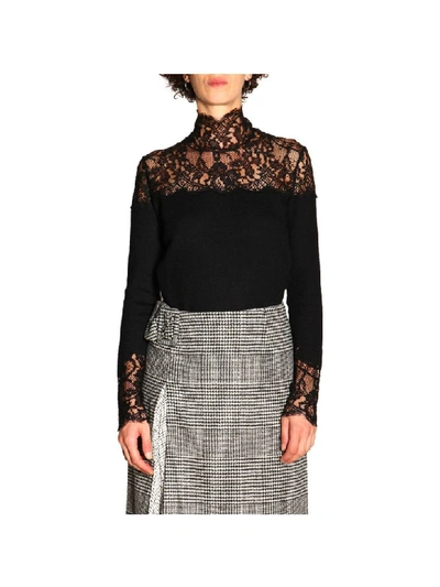 Ermanno Scervino Sweater With Long Sleeves And Lace Inserts In Black