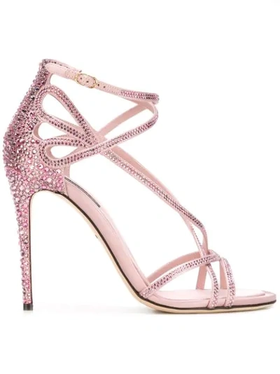 Dolce & Gabbana Crystal Embellished Sandals 85 In Pink