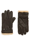 Barbour Textured Leather Gloves In Brown