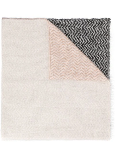 Dondup Geometrical Pattern Wool Blend Scarf In Neutrals