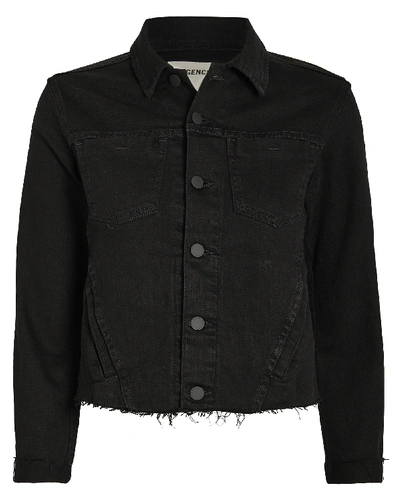L Agence Janelle Chain Fringe Denim Jacket In Black