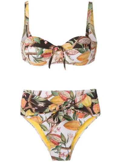 Brigitte Cacau Printed Hot Trousers Bikini Set In Multicolour
