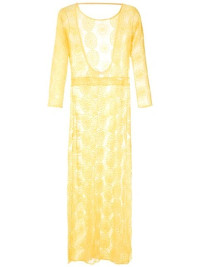 Brigitte Sheer Maxi Beach Dress In Yellow