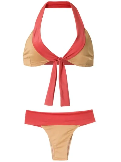 Brigitte Lace Up Bikini Set In Multicolour