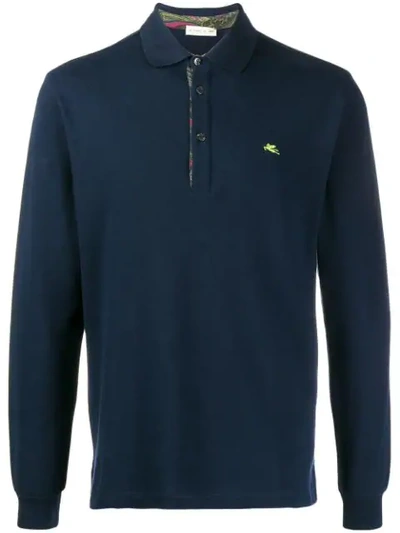 Etro Long-sleeved Polo Shirt In Blue