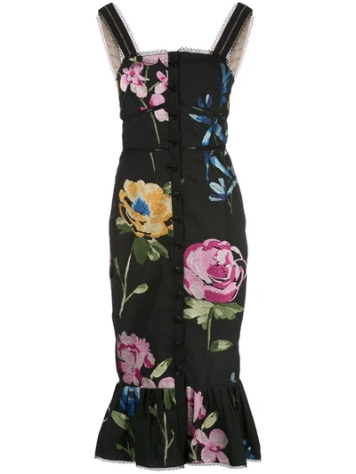 Marchesa Sleeveless Fit And Flare Cotton Dress In Black