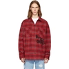 Off-white Check Cotton Blend Flannel Shirt In Red