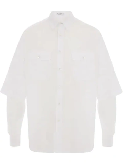 Jw Anderson Cotton Poplin Shirt W/ Double Cuffs In White