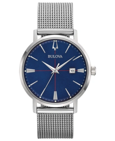 Bulova Men's Aero Jet Stainless Steel Mesh Bracelet Watch 39mm In Blue/silver