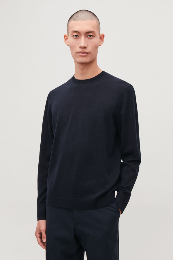 Cos Merino Crew Neck Sweater In Turquoise | ModeSens