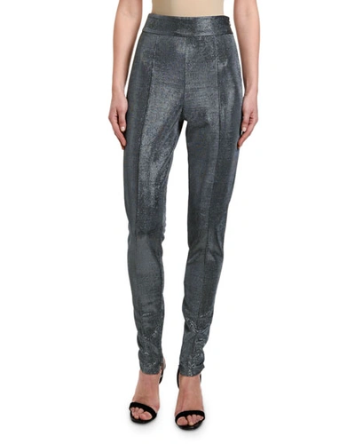 Ermanno Scervino Woven Metallic Leggings In Silver