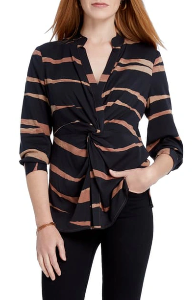 Nic + Zoe Petite Abstract Animal Print Twist-front Top In Multi