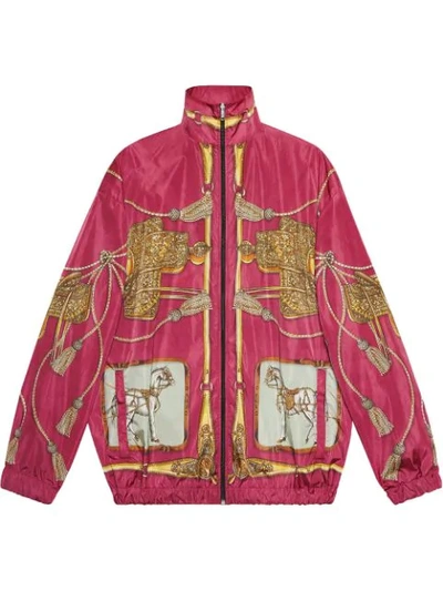 Gucci Baroque Sellier Print Nylon Windbreaker In Pink