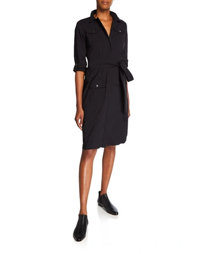 Anatomie Lina Long-sleeve Shirtdress With Cargo Details In Black