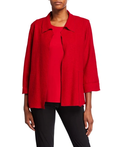 Caroline Rose Plus Size Paris Plush Mid-length Easy Jacket In Red