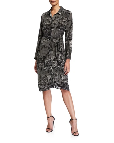 Tolani Cupro Relaxed Shirtdress In Gray