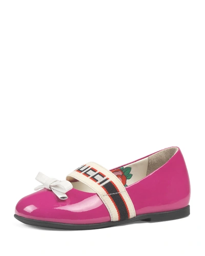 Gucci Patent Leather  Band Ballet Flats, Baby/toddler In Blush