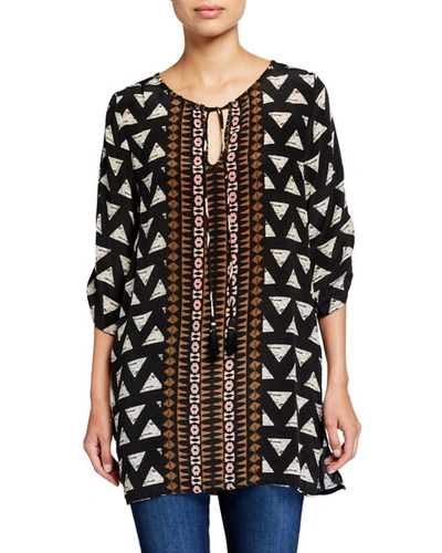 Tolani Plus Size Sasha Graphic Silk Easy Tunic In Multi Pattern