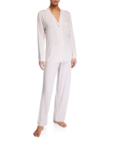 Eberjey Nordic Stripe Classic Pajama Set In Pink/white