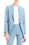 Theory Etiennette One-button Good Wool Suiting Jacket In Chambray Melange